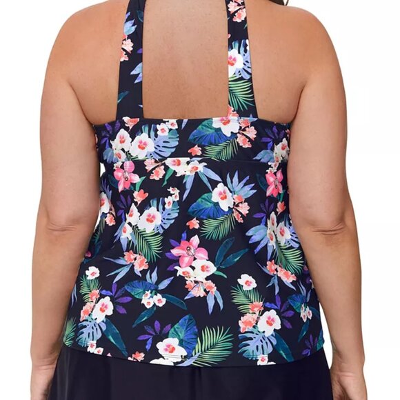 Island Escape Plus Size Floral-Print H-Back Tankini Top NWT Sz 20W - Picture 5 of 11